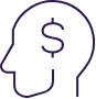 icon of human head with dollar sign symbol