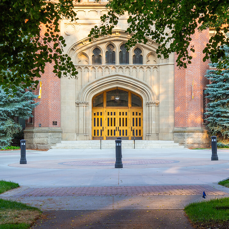 Entryway into college campus building