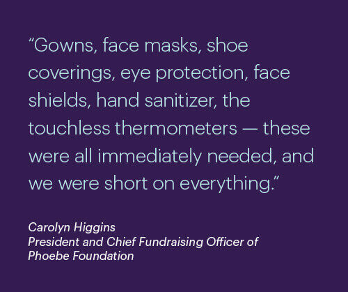 Gowns, face masks, shoe coverage, eye protection, face shields, hand sanitizer, the touchless thermometers - these were all immediately needed, and we were short on everything