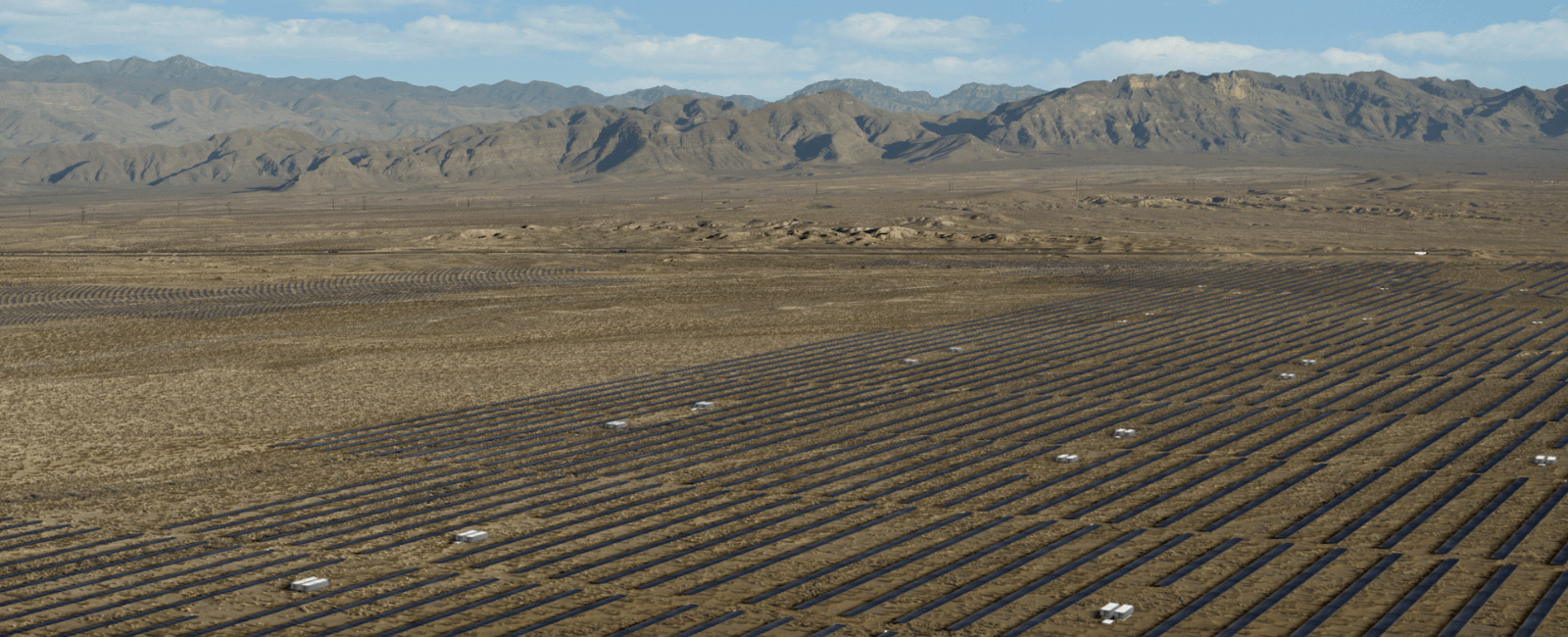 Solar panels in a desert.