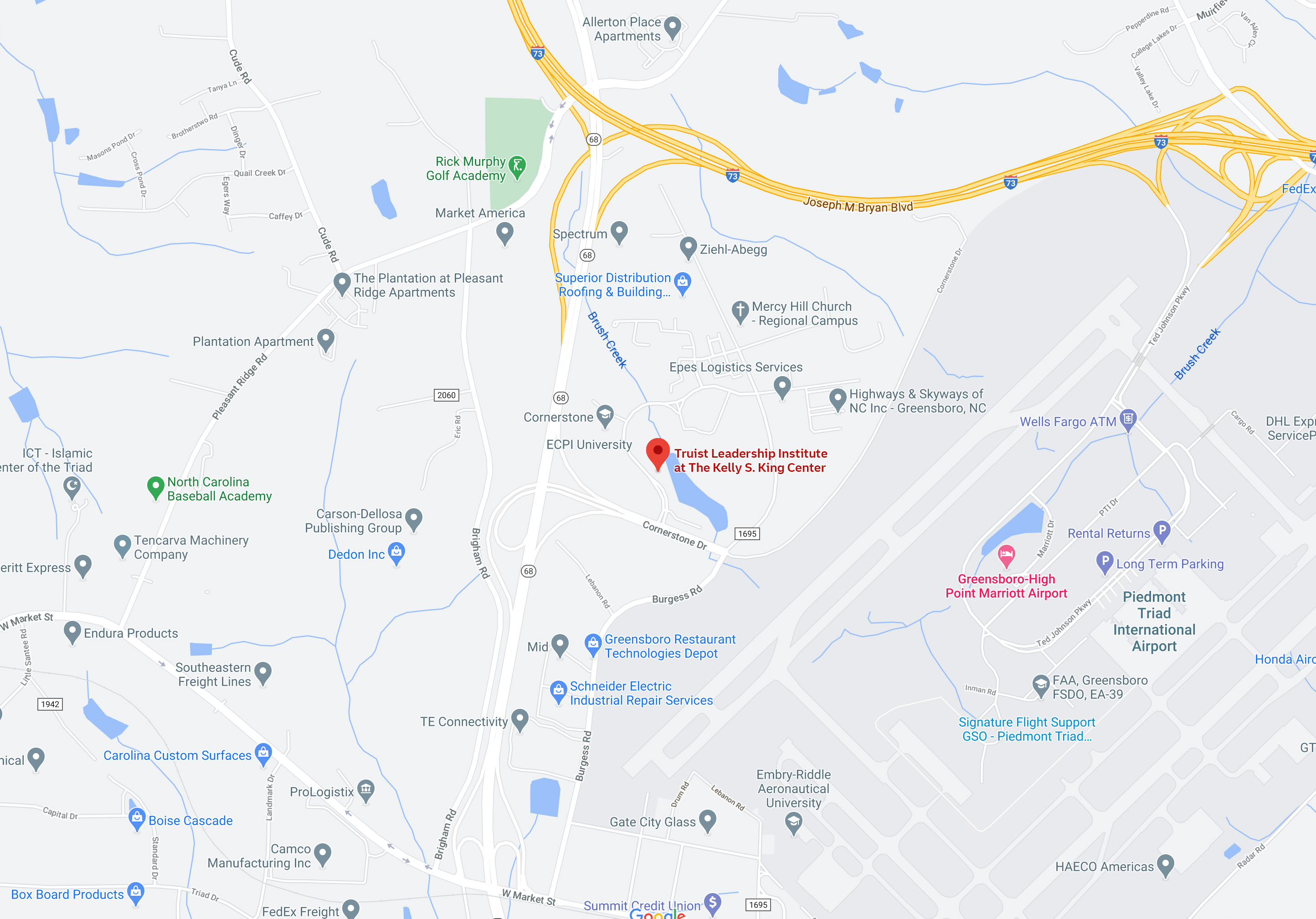 Map of Truist Leadership Institute in Greensboro, North Carolina